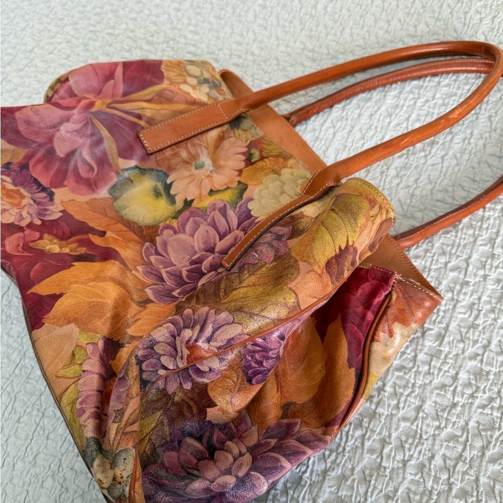 Maurizio Taiuti Floral Genuine Leather Tote